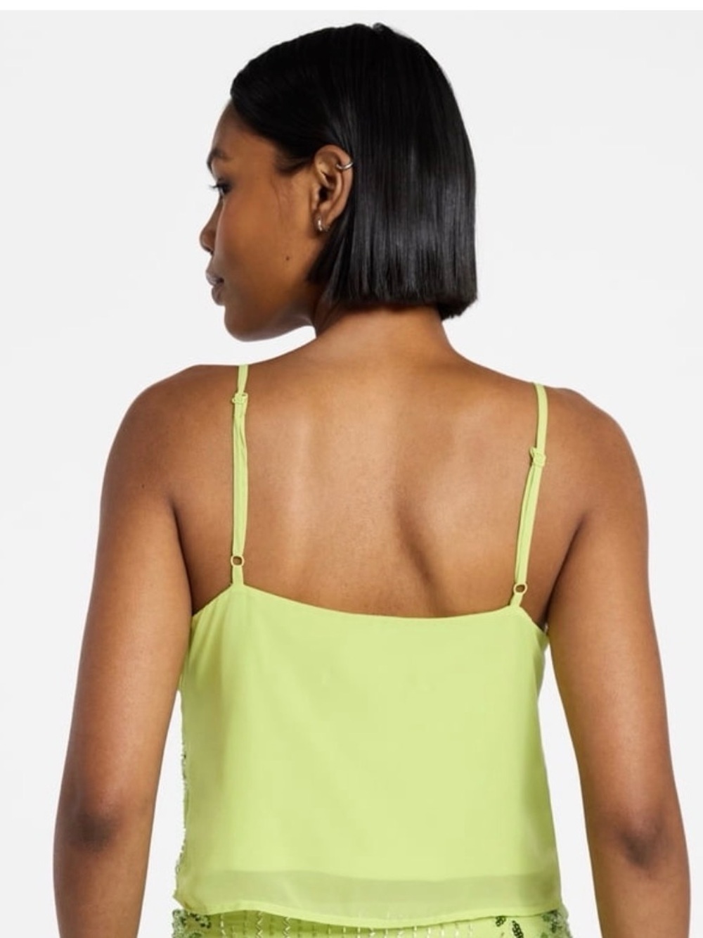 No boundaries Lime Green Sequin Embellished Cami Top - Picture 3 of 4
